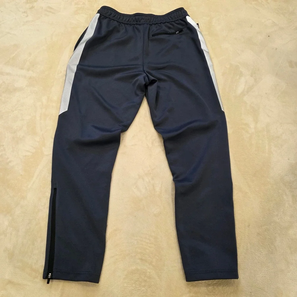 Reebok Men's Track Pants Size M Navy Blue Activewear Ankle Zip Drawstring
